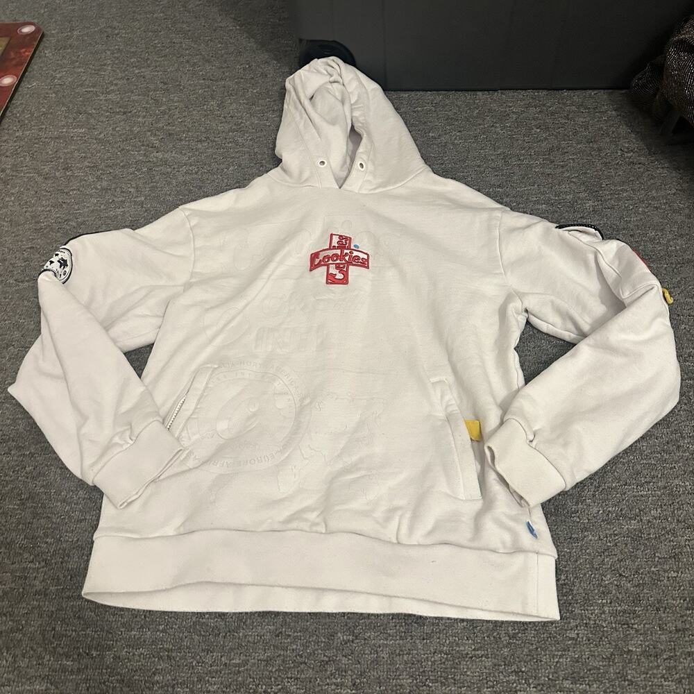 Cookies sf LARGE Award Tour White Patches Fleece Zip Hoodie Hoody Ribbing NWT